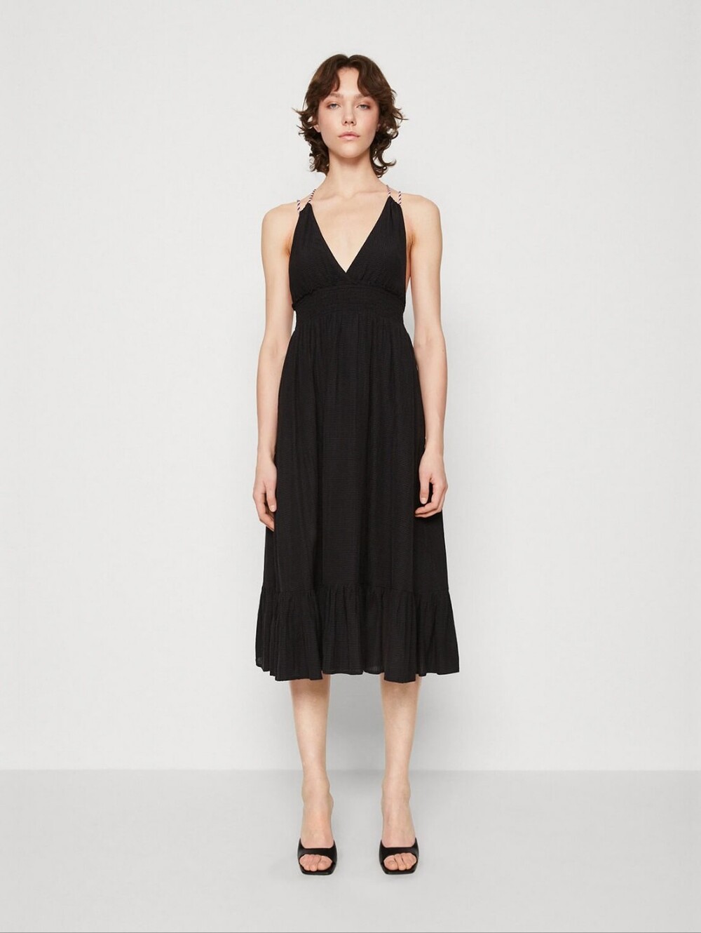 Scotch & Soda Smocked Waistband Maxi Dress Black Size 36 US 4 Womens Casual